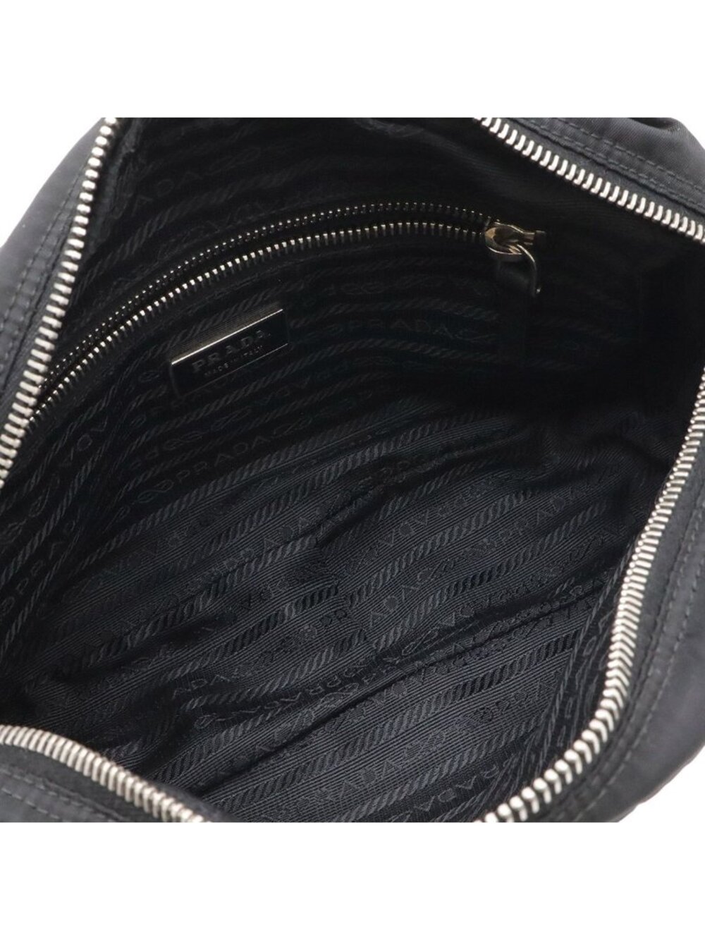 ★SOLD★ Prada Triangle Logo Shoulder Bag Pochette Crossbody Nylon Leather Nero - Picture 6 of 9